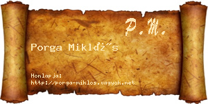 Porga Miklós névjegykártya